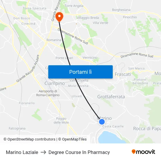 Marino Laziale to Degree Course In Pharmacy map
