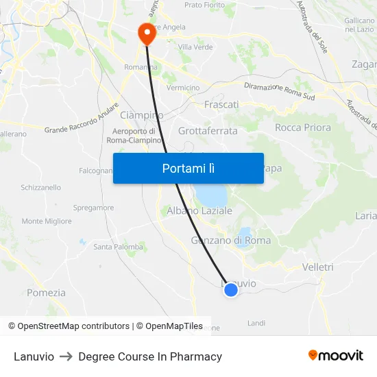 Lanuvio to Degree Course In Pharmacy map