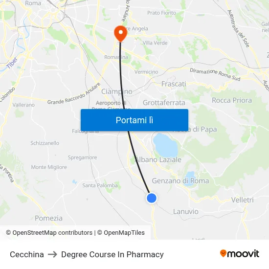 Cecchina to Degree Course In Pharmacy map