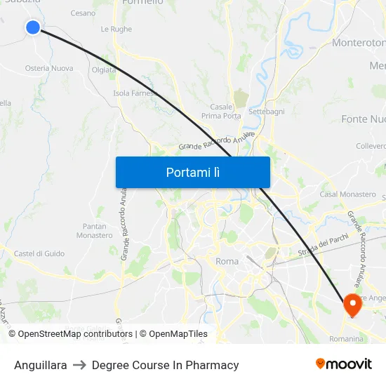 Anguillara to Degree Course In Pharmacy map