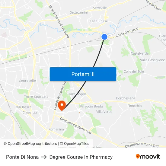 Ponte Di Nona to Degree Course In Pharmacy map