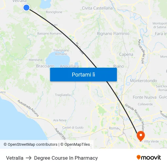 Vetralla to Degree Course In Pharmacy map