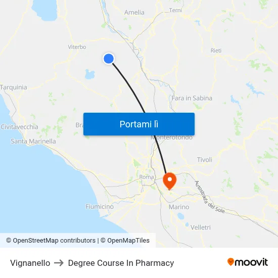Vignanello to Degree Course In Pharmacy map