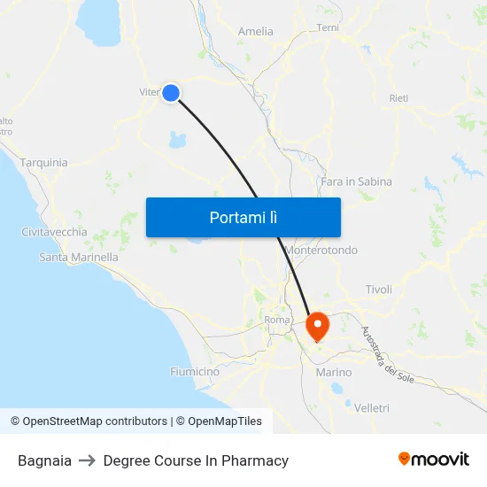 Bagnaia to Degree Course In Pharmacy map