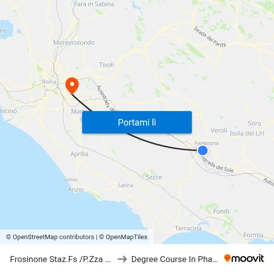 Frosinone Staz.Fs /P.Zza Kambo to Degree Course In Pharmacy map