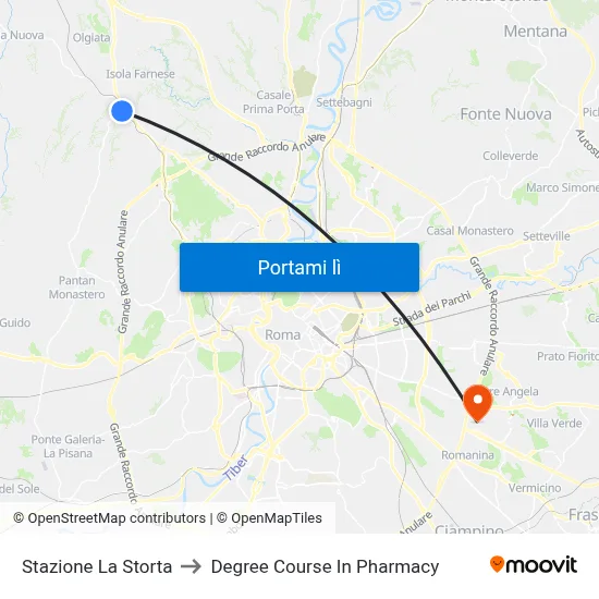 Stazione La Storta to Degree Course In Pharmacy map