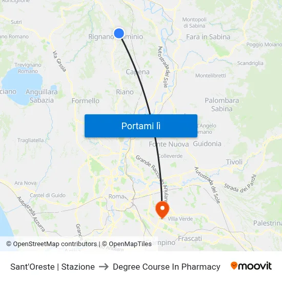 Sant'Oreste | Stazione to Degree Course In Pharmacy map