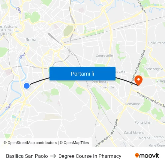 Basilica San Paolo to Degree Course In Pharmacy map