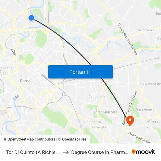 Tor Di Quinto (A Richiesta) to Degree Course In Pharmacy map
