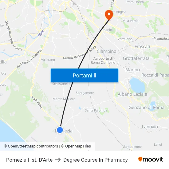 Pomezia | Ist. D'Arte to Degree Course In Pharmacy map