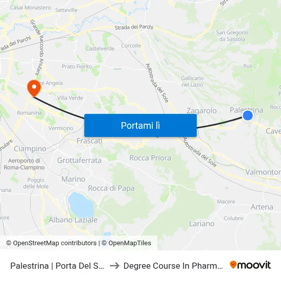 Palestrina | Porta Del Sole to Degree Course In Pharmacy map