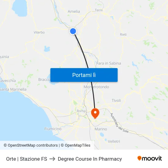 Orte | Stazione FS to Degree Course In Pharmacy map