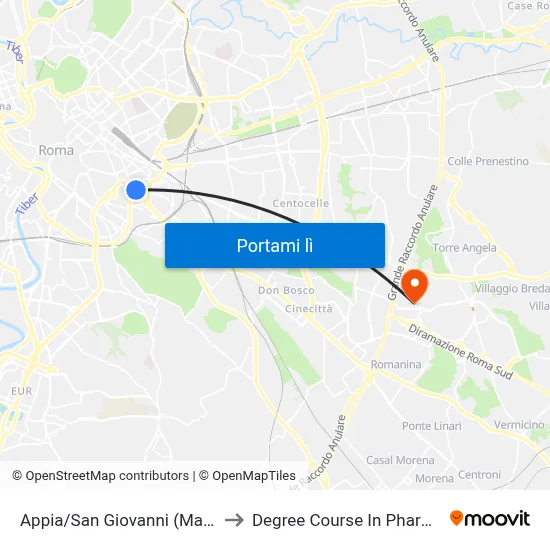 Appia/San Giovanni (Ma-Mc) to Degree Course In Pharmacy map