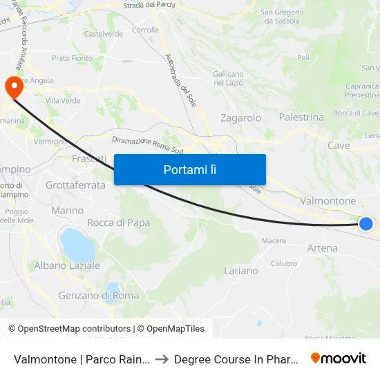 Valmontone | Parco Rainbow to Degree Course In Pharmacy map