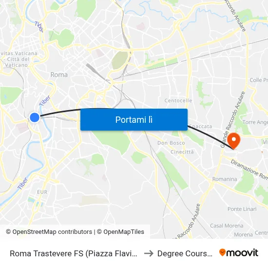 Roma Trastevere FS (Piazza Flavio Biondo - Ingresso Stazione) to Degree Course In Pharmacy map
