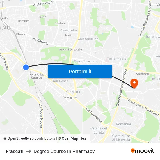 Frascati to Degree Course In Pharmacy map