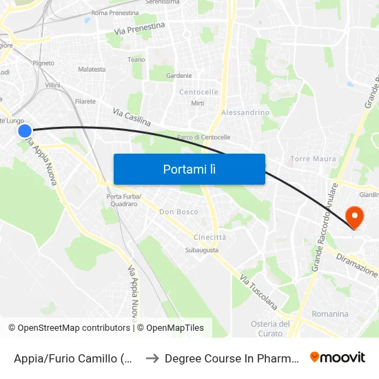 Appia/Furio Camillo (Ma) to Degree Course In Pharmacy map