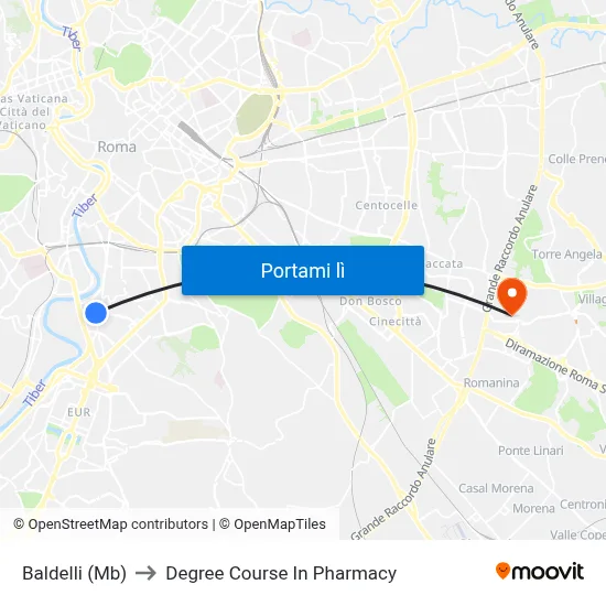 Baldelli (Mb) to Degree Course In Pharmacy map