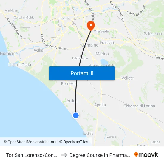 Tor San Lorenzo/Conad to Degree Course In Pharmacy map