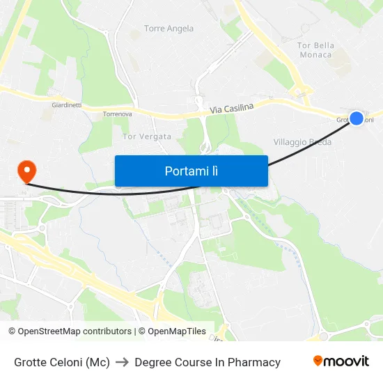 Grotte Celoni (Mc) to Degree Course In Pharmacy map