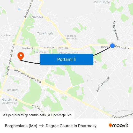 Borghesiana (Mc) to Degree Course In Pharmacy map