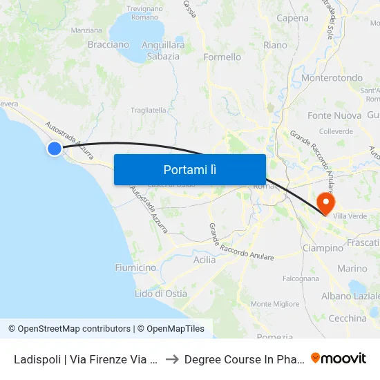 Ladispoli | Via Firenze Via Claudia to Degree Course In Pharmacy map