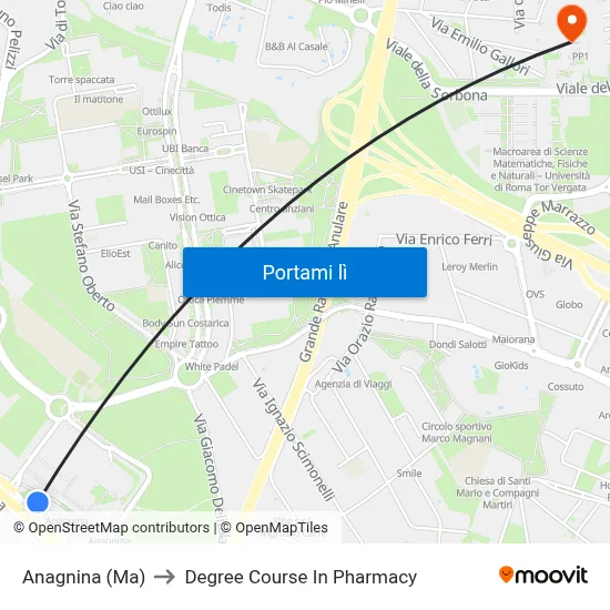 Anagnina (Ma) to Degree Course In Pharmacy map