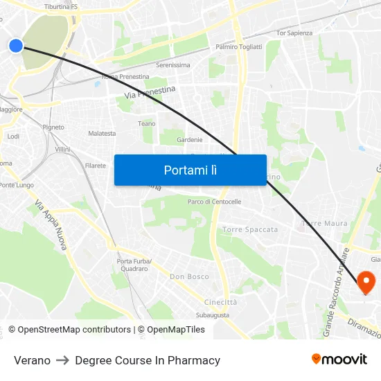 Verano to Degree Course In Pharmacy map