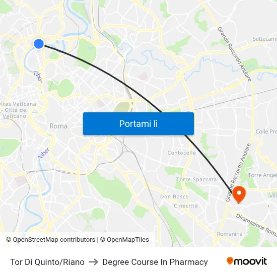 Tor Di Quinto/Riano to Degree Course In Pharmacy map