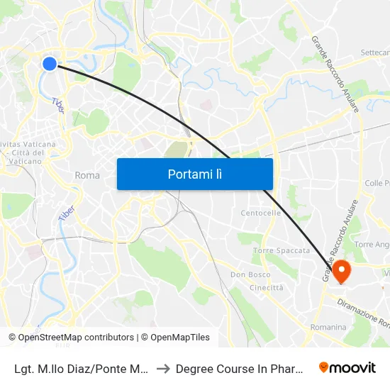 Lgt. M.llo Diaz/Ponte Milvio to Degree Course In Pharmacy map