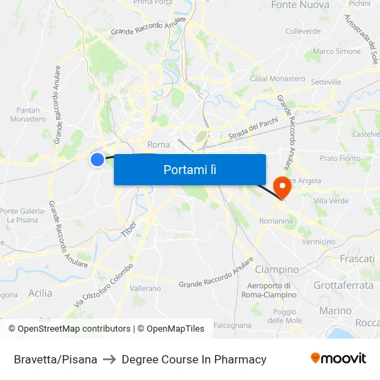 Bravetta/Pisana to Degree Course In Pharmacy map