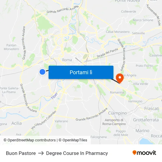 Buon Pastore to Degree Course In Pharmacy map