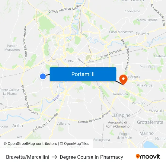 Bravetta/Marcellini to Degree Course In Pharmacy map