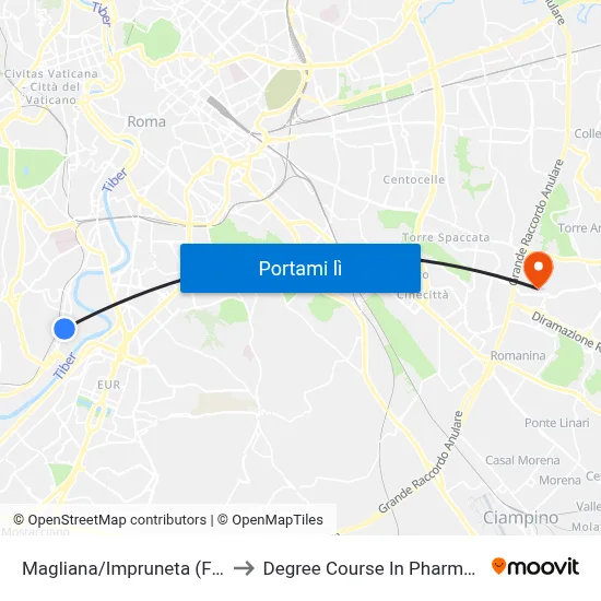 Magliana/Impruneta (Fl1) to Degree Course In Pharmacy map