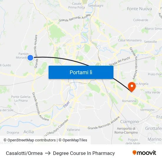 Casalotti/Ormea to Degree Course In Pharmacy map
