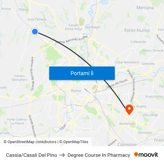 Cassia/Casali Del Pino to Degree Course In Pharmacy map