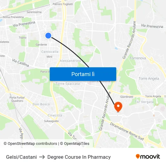 Gelsi/Castani to Degree Course In Pharmacy map