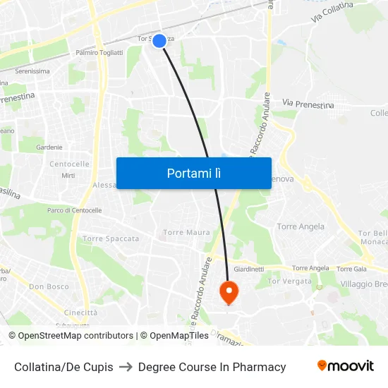 Collatina/De Cupis to Degree Course In Pharmacy map