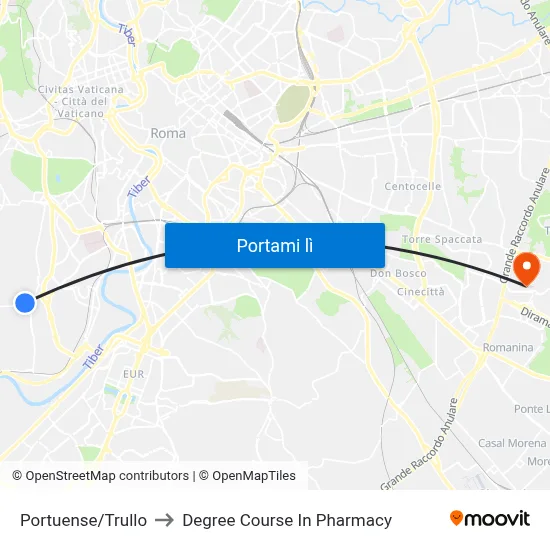 Portuense/Trullo to Degree Course In Pharmacy map