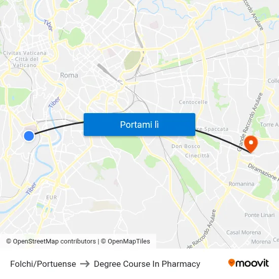 Folchi/Portuense to Degree Course In Pharmacy map