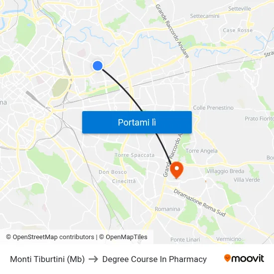 Monti Tiburtini (Mb) to Degree Course In Pharmacy map