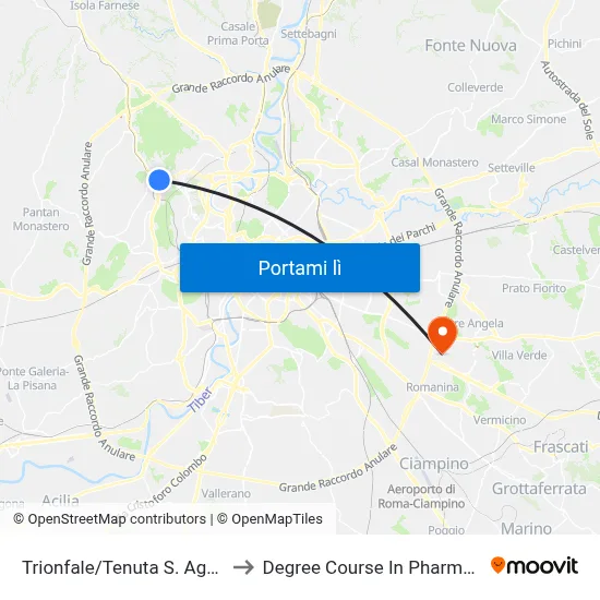 Trionfale/Tenuta S. Agata to Degree Course In Pharmacy map