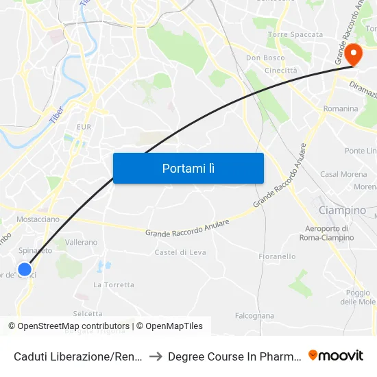 Caduti Liberazione/Renzini to Degree Course In Pharmacy map