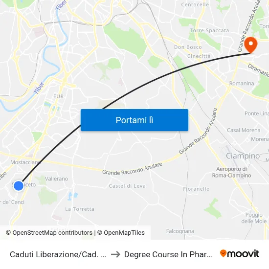 Caduti Liberazione/Cad. Civili to Degree Course In Pharmacy map