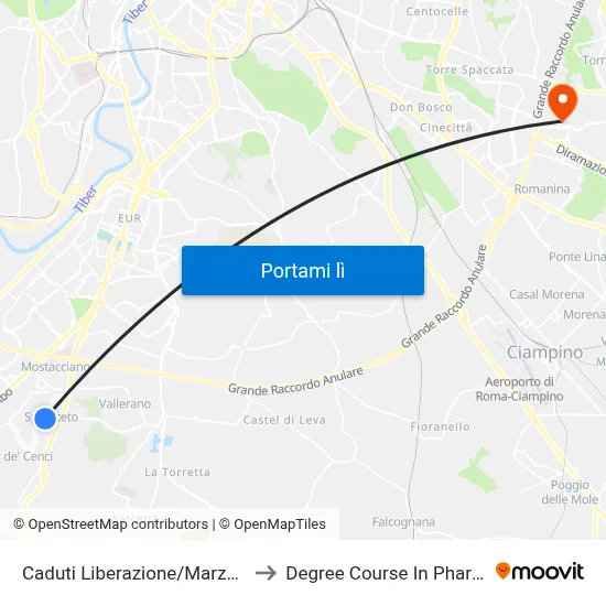 Caduti Liberazione/Marzabotto to Degree Course In Pharmacy map
