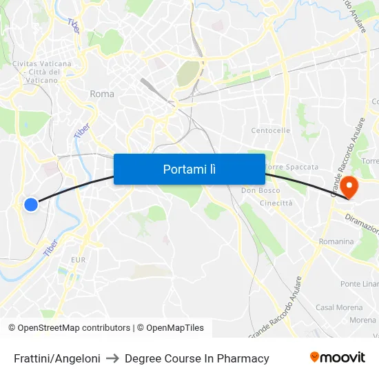 Frattini/Angeloni to Degree Course In Pharmacy map
