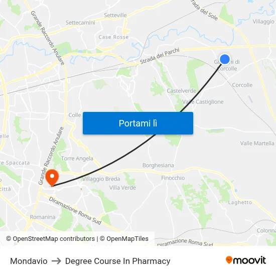 Mondavio to Degree Course In Pharmacy map