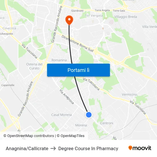 Anagnina/Callicrate to Degree Course In Pharmacy map
