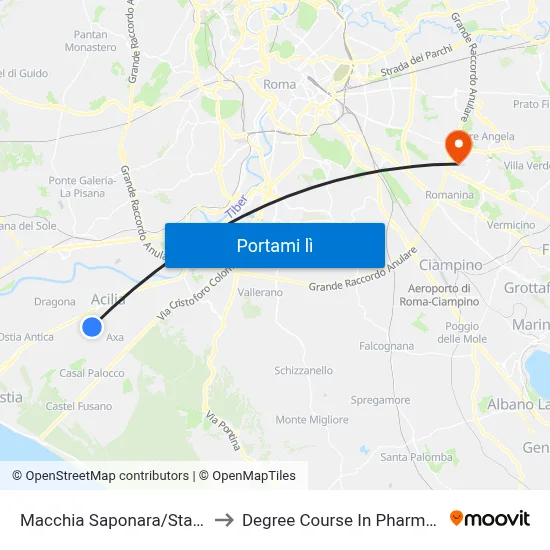 Macchia Saponara/Stadio to Degree Course In Pharmacy map
