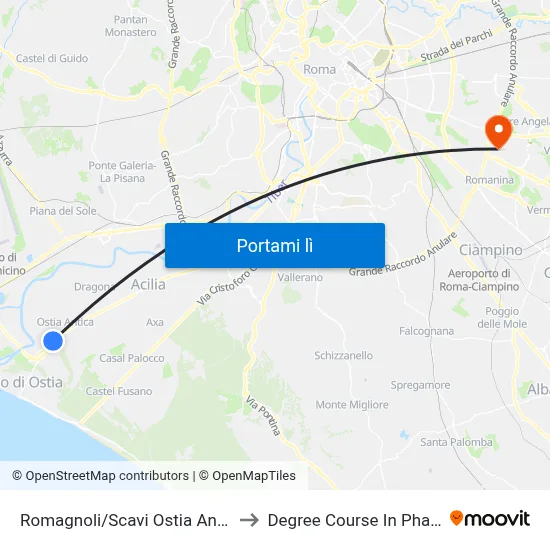 Romagnoli/Scavi Ostia Antica (Rl) to Degree Course In Pharmacy map
